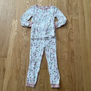 Milkberry Pink Floral Bamboo Pajama Set Kid's Size 3T